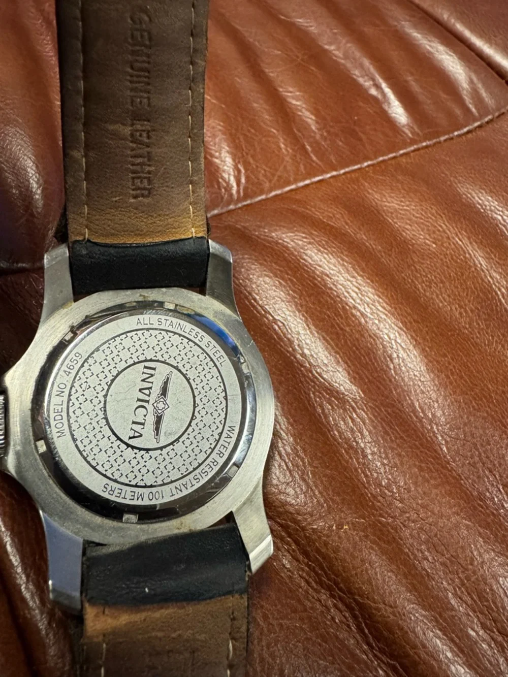 Invicta Black Dial Men's Watch with Black Leather Strap